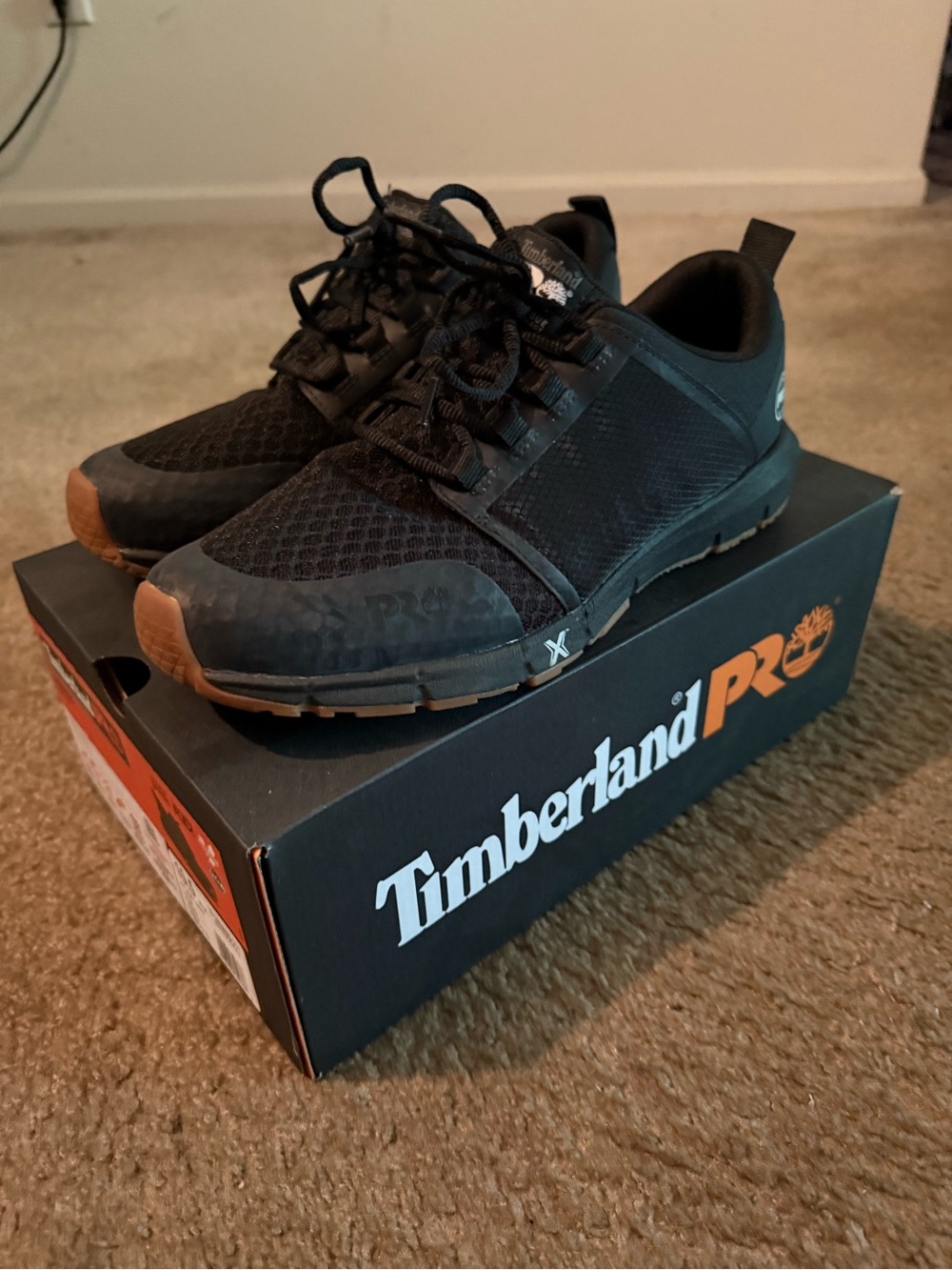 Timberland PRO Men's Black Sneakers with Brown Accents